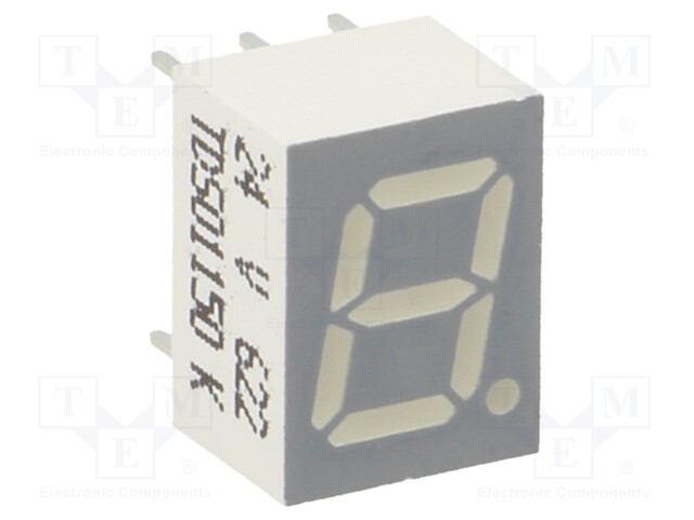 Display: LED; 7-segment; 7mm; 0.28"; No.char: 1; orange-red; anode