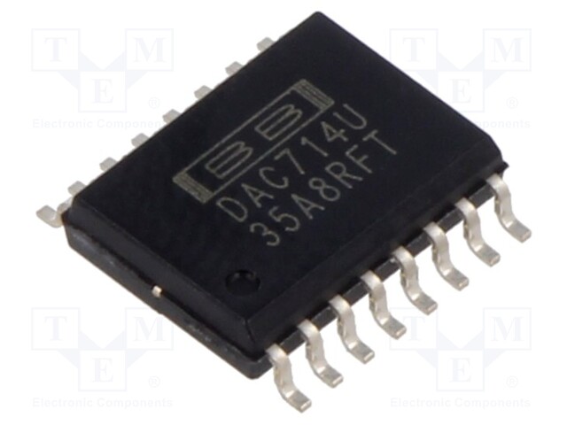 Digital to Analogue Converter, 16 bit, 86 kSPS, SPI, ± 11.4V to ± 16.5V, SOIC, 16 Pins