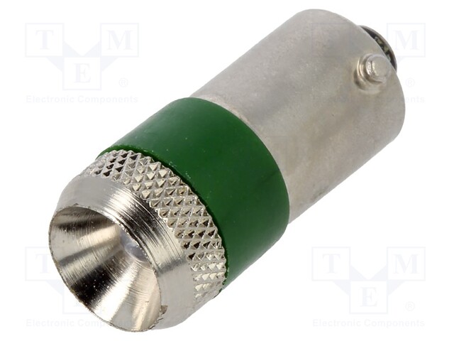 LED lamp; Colour: green; Cap: BA9S; 110VAC
