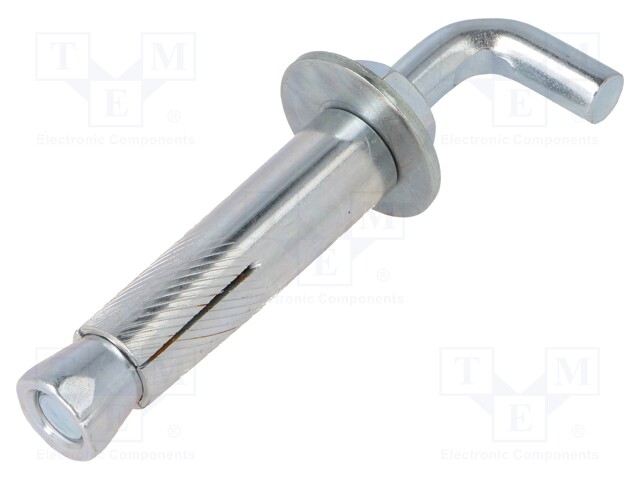 Hook; straight,with a anchor; steel; zinc; Thread len: 75mm