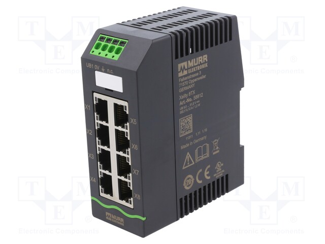Switch Ethernet; unmanaged; Number of ports: 8; 9.5÷31.5VDC; DIN