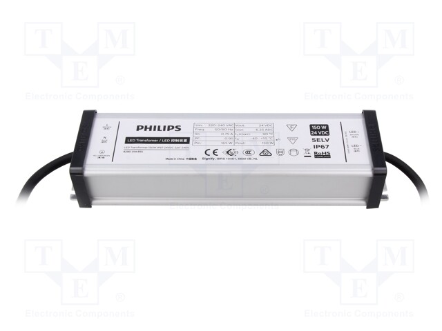 Power supply: transformer type; LED; 150W; 24VDC; 100mA÷6.25A