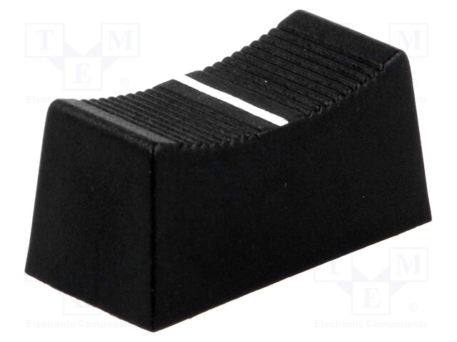 Knob: slider; Colour: black; 23x11x11mm; Mat: plastic