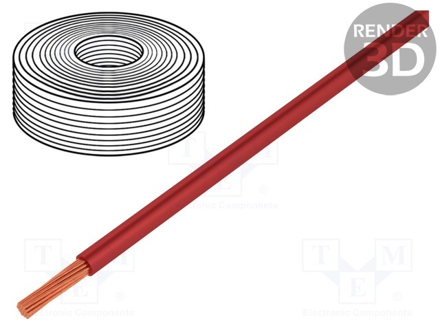 Wire; LifY; stranded; Cu; 1x0,25mm2; PVC; red; 300V; -15÷80°C