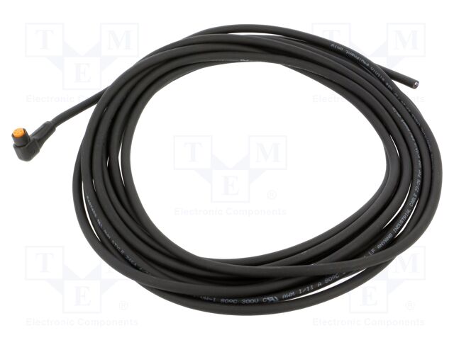 Connection lead; M8; PIN: 4; angled; 5m; plug; 50VAC; 4A; -25÷80°C