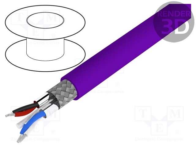 Wire: data transmission; hybrid; 1x2x18AWG+1x2x15AWG; violet
