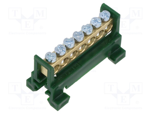 Connector: terminal block; 16mm2; ways: 1; terminals: 7; green; TS35