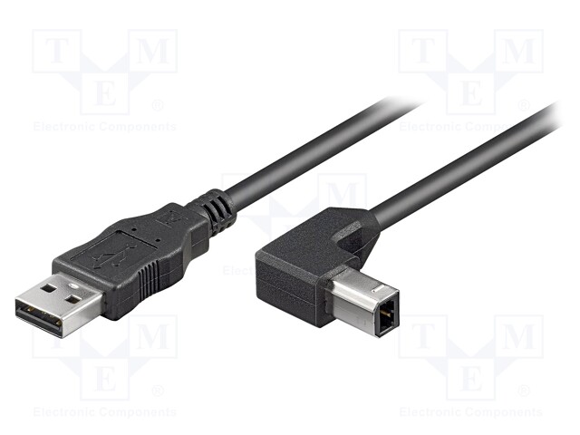 Cable; USB 2.0; USB A plug,USB B angled plug; 2m; black; 480Mbps