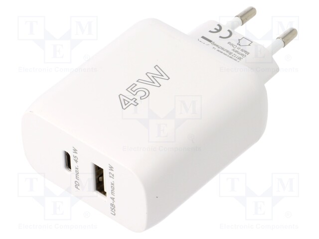 Power supply: switched-mode; plug; 45W; Plug: EU; Usup: 110÷240VAC