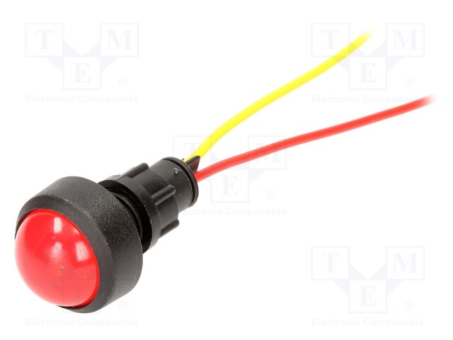 Indicator: LED; prominent; 12÷24VDC; 12÷24VAC; Cutout: Ø13mm; IP20