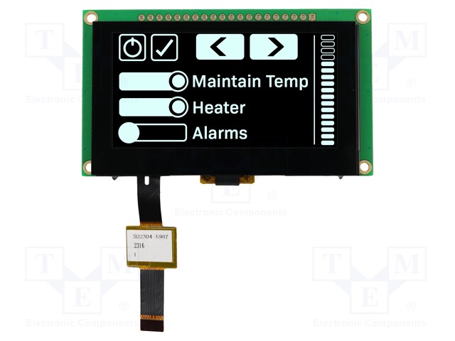 Display: OLED; graphical; 2.7"; 128x64; Dim: 82x47.5x7.2mm; white