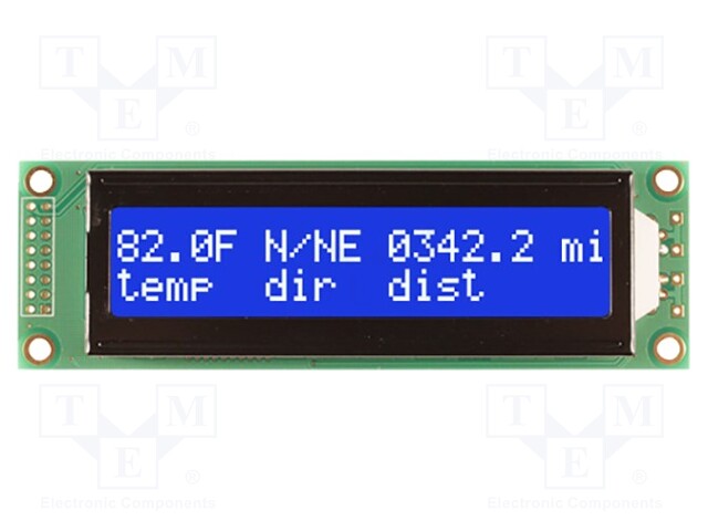 Display: LCD; alphanumeric; STN Negative; 20x2/2x20; blue; LED