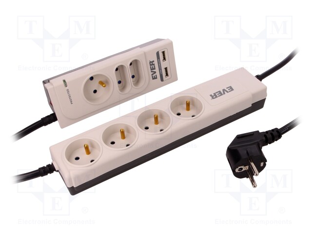 Plug socket strip: protective; Sockets: 7; 250VAC; 10A; 918J