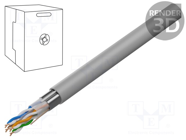 Wire; F/UTP; 6; solid; Cu; 4x2x24AWG; PVC; grey; 305m; Øcable: 6.2mm