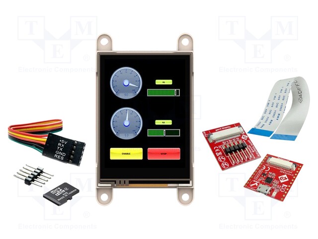 Dev.kit: with display; TFT; 2.4"; 240x320; Display: graphical; 32kB