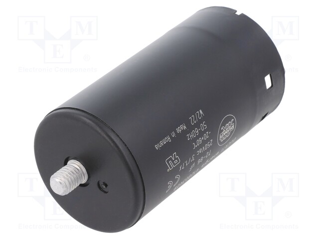 Capacitor: electrolytic; 80uF; Ø45.5x84mm; ±10%; M8 screw; 250VAC