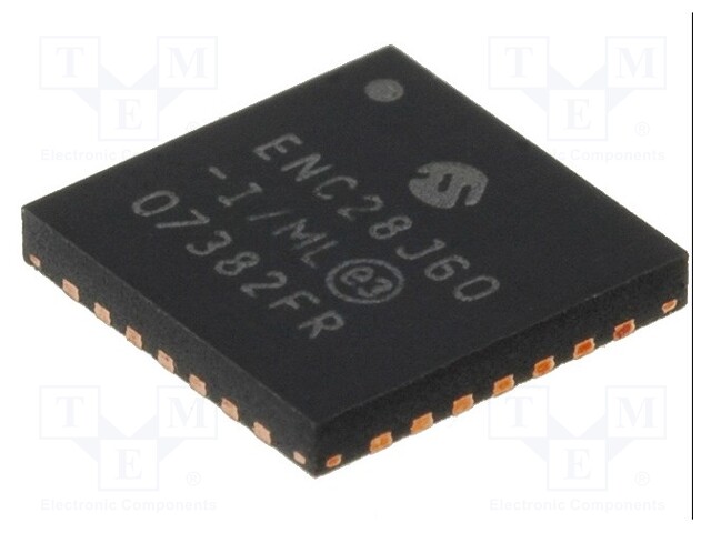 IC: Ethernet controller; 10Base-T; SPI; QFN28; 3.1÷3.6V