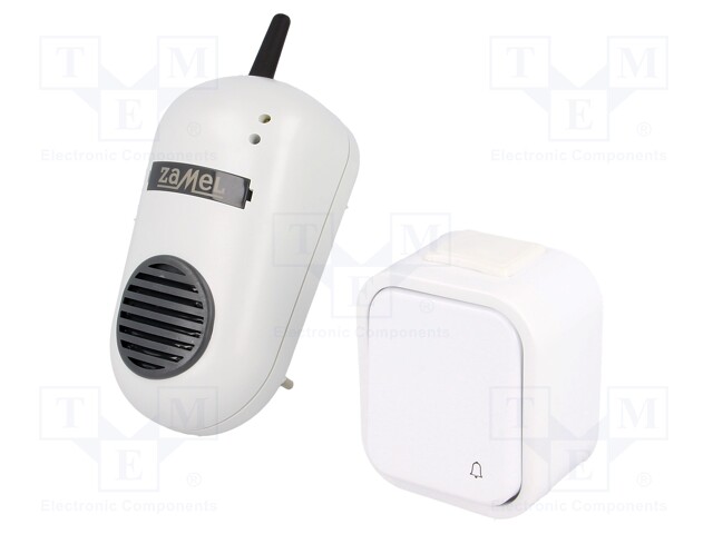 Wireless door bell; IP20 (receiver),IP44 (transmitter); 230VDC
