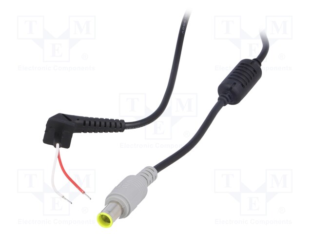 Cable; wires,DC 7,9/5,5 plug; straight; 0.5mm2; black; 1.2m