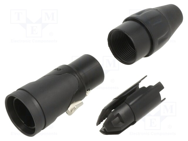 XLR cable connector, female, 3 pin, blac