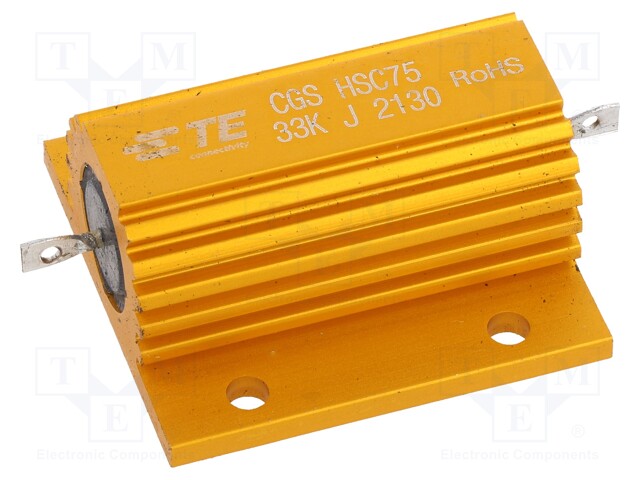 Resistor: wire-wound; screw; 33kΩ; 75W; ±5%; 25ppm/°C