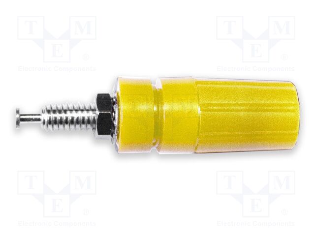Connector: 4mm banana; socket; 15A; 2.5kV; yellow; nickel plated