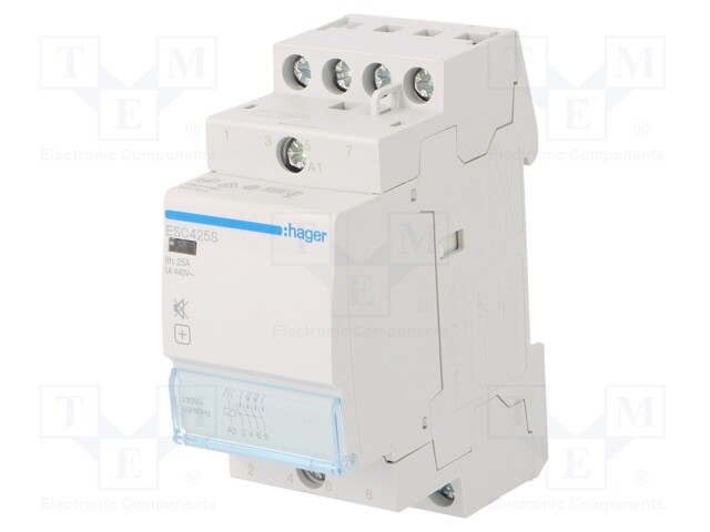 Contactor: 4-pole installation; 25A; 230VAC; NO x4; DIN; -10÷50°C