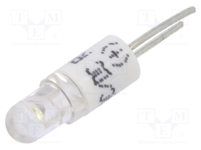 Indicator: LED; BI-PIN; white; plastic; 24VAC; 24VDC; Leads: 2pin