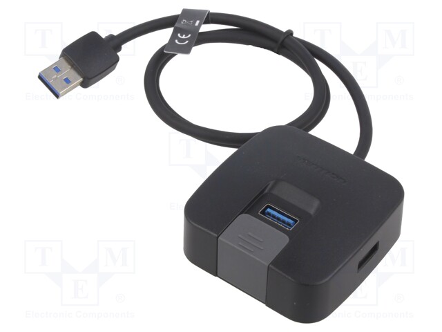 Hub USB; USB A socket x4,USB A plug; USB 2.0,USB 3.0; PnP; black