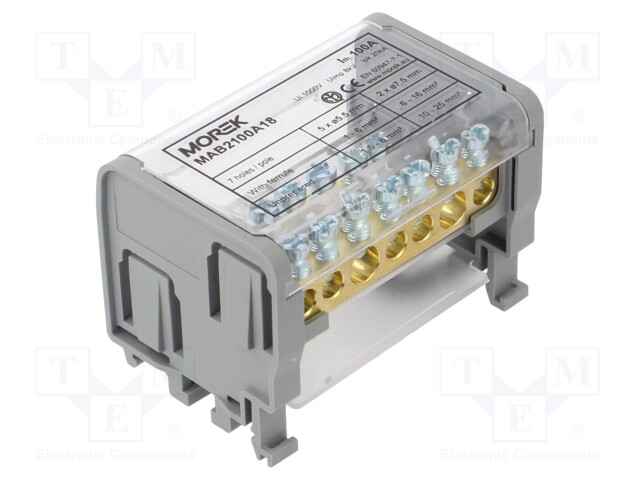 Splice terminal: distribution block; ways: 2; terminals: 14; grey