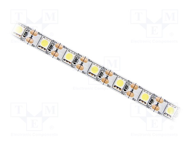 LED tape; white cold; 5050; 5V; LED/m: 60; 10mm; white PCB; IP20