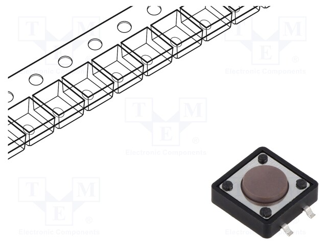 Microswitch TACT; SPST-NO; Pos: 2; 0.05A/12VDC; SMT; none; 1.6N