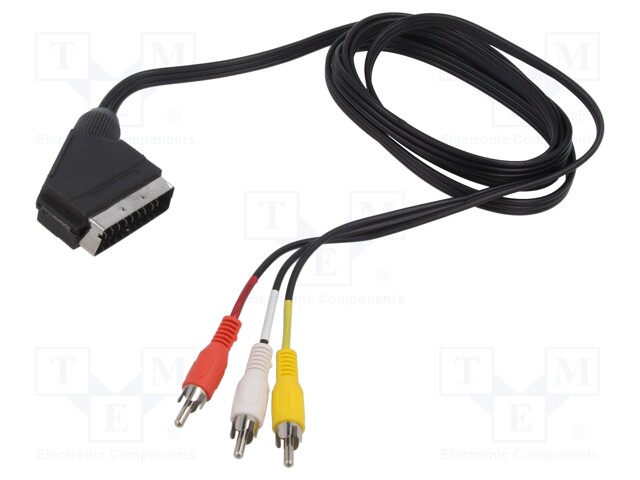 Cable; RCA plug x3,SCART plug; 2m; black