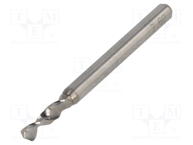 Drill bit; PCB; Ø: 2.6mm; L: 38.2mm; 1/8" (3,175mm)