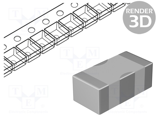 Feedthrough Capacitor, Three Terminal, 470 pF, 16 V, 500 mA, 0603 [1608 Metric], Surface Mount