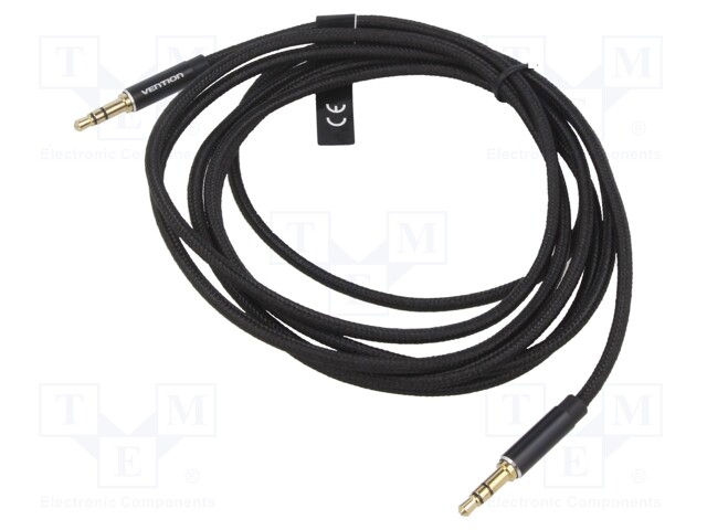 Cable; Jack 3.5mm 3pin plug,both sides; 2m; Plating: gold-plated