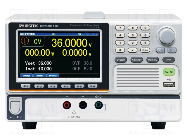 Power supply: programmable laboratory; Ch: 1; 0÷36VDC; 0÷10A