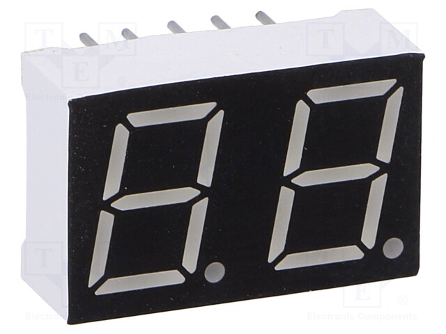 Display: LED; 7-segment; 10mm; 0.39"; No.char: 2; red; 30mcd; cathode