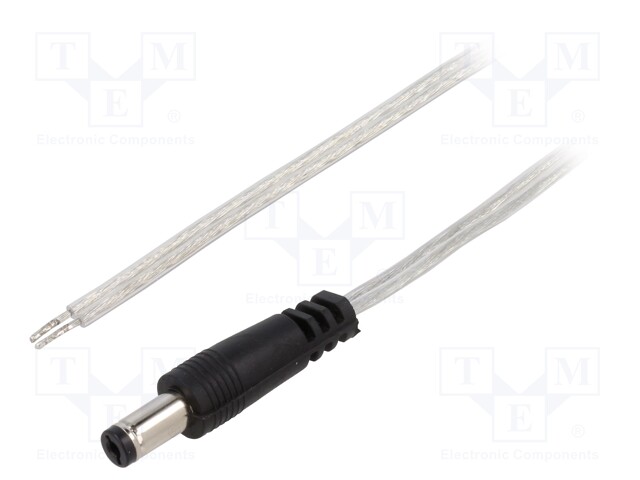 Cable; wires,DC 5,5/2,1 plug; straight; 0.5mm2; transparent; 5m