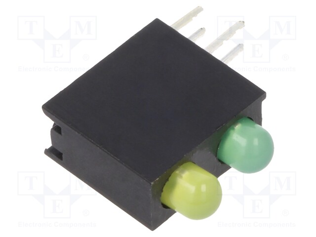 LED; in housing; yellow/yellow green; 3mm; No.of diodes: 2; 20mA