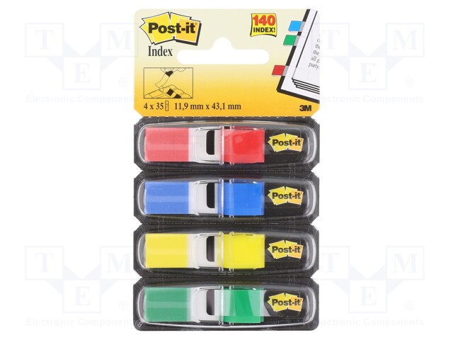 Indexing tabs; L: 11.9mm; W: 43.1mm