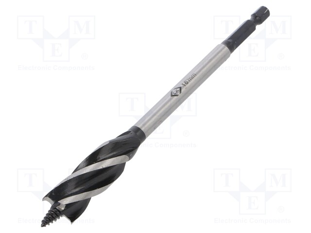 Drill bit; wood; Ø: 16mm; Overall len: 160mm; Mounting: hexagonal