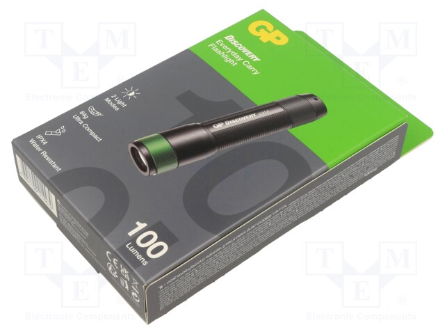 Torch: LED; 30lm,100lm; Ø22.5x94.5mm; black; IPX4; DISCOVERY