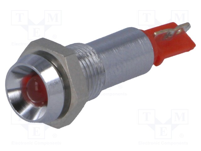 Indicator: LED; recessed; 24÷28VDC; Cutout: Ø6.2mm; IP67; metal