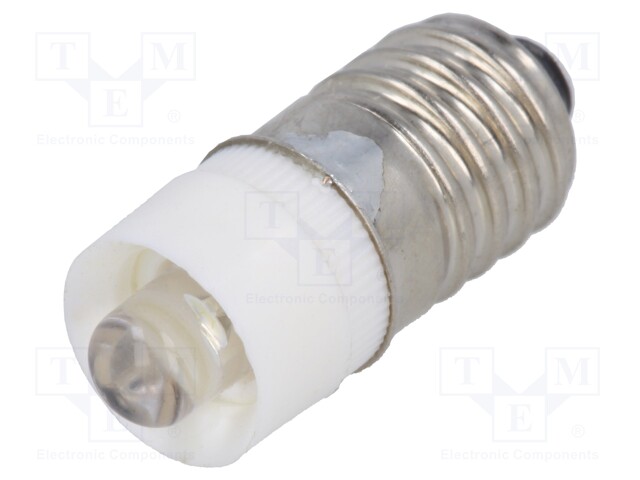 LED lamp; white; E10; 6VDC; 6VAC