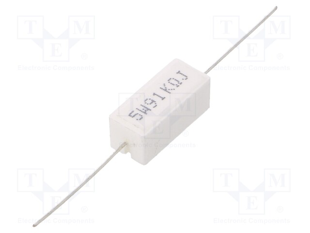 Resistor: power; cement; THT; 91kΩ; 5W; ±5%; 9.5x9.5x22mm