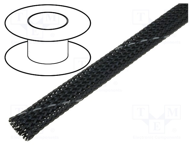 Braid; polyester; 7÷13,nom.8mm; dark grey; Package: 100m