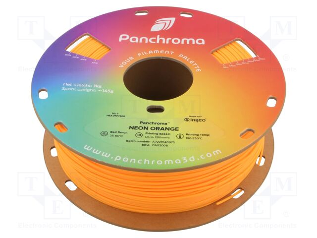 Filament: PLA; 1.75mm; neon orange; 190÷230°C; 1kg; Panchroma™