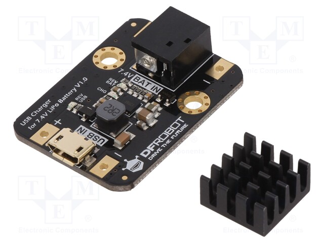 Module: Li-Po/Li-Ion charger; 5VDC; USB B micro; 1A; 8.4V; 28x37mm