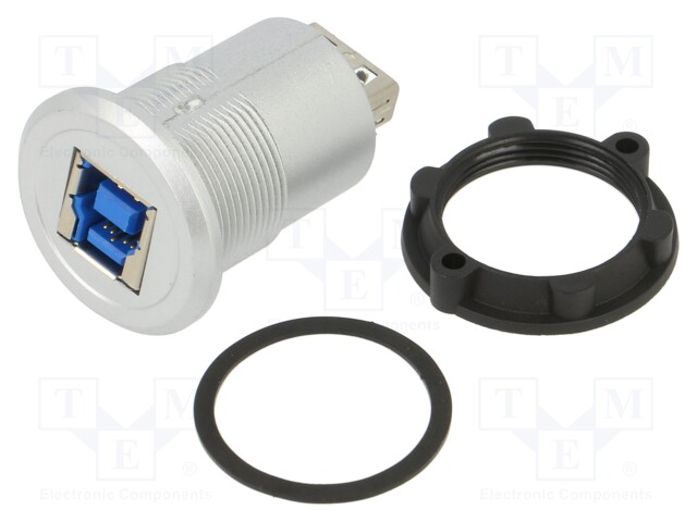 Adapter; for panel mounting,rear side nut; USB 3.0; Thread: M22